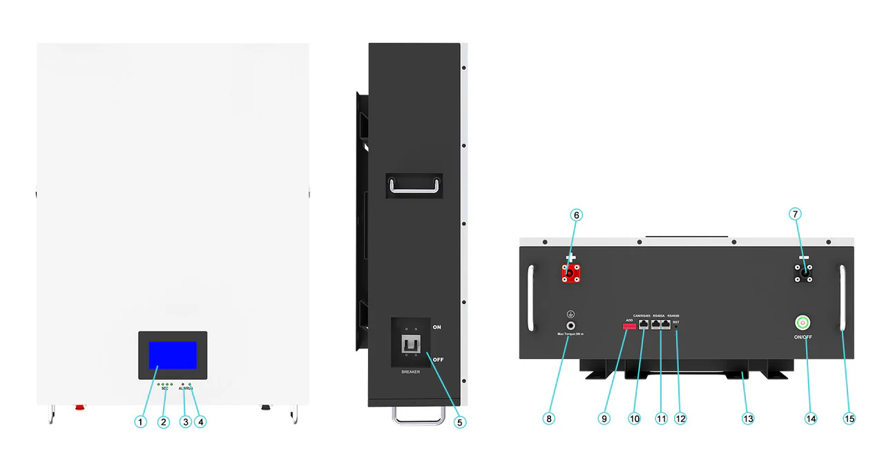 LINIOTECH 10 KWH 51.2V 200Ah Lifepo4 Power Reserve Power Wall Battery Storage Wall Mounted UL1973 LCD Touch Screen - Image 8