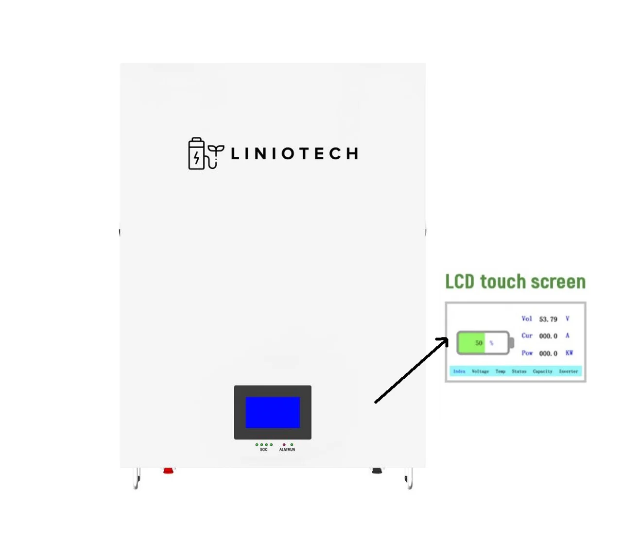 LINIOTECH 10 KWH 51.2V 200Ah Lifepo4 Power Reserve Power Wall Battery Storage Wall Mounted UL1973 LCD Touch Screen - Image 9