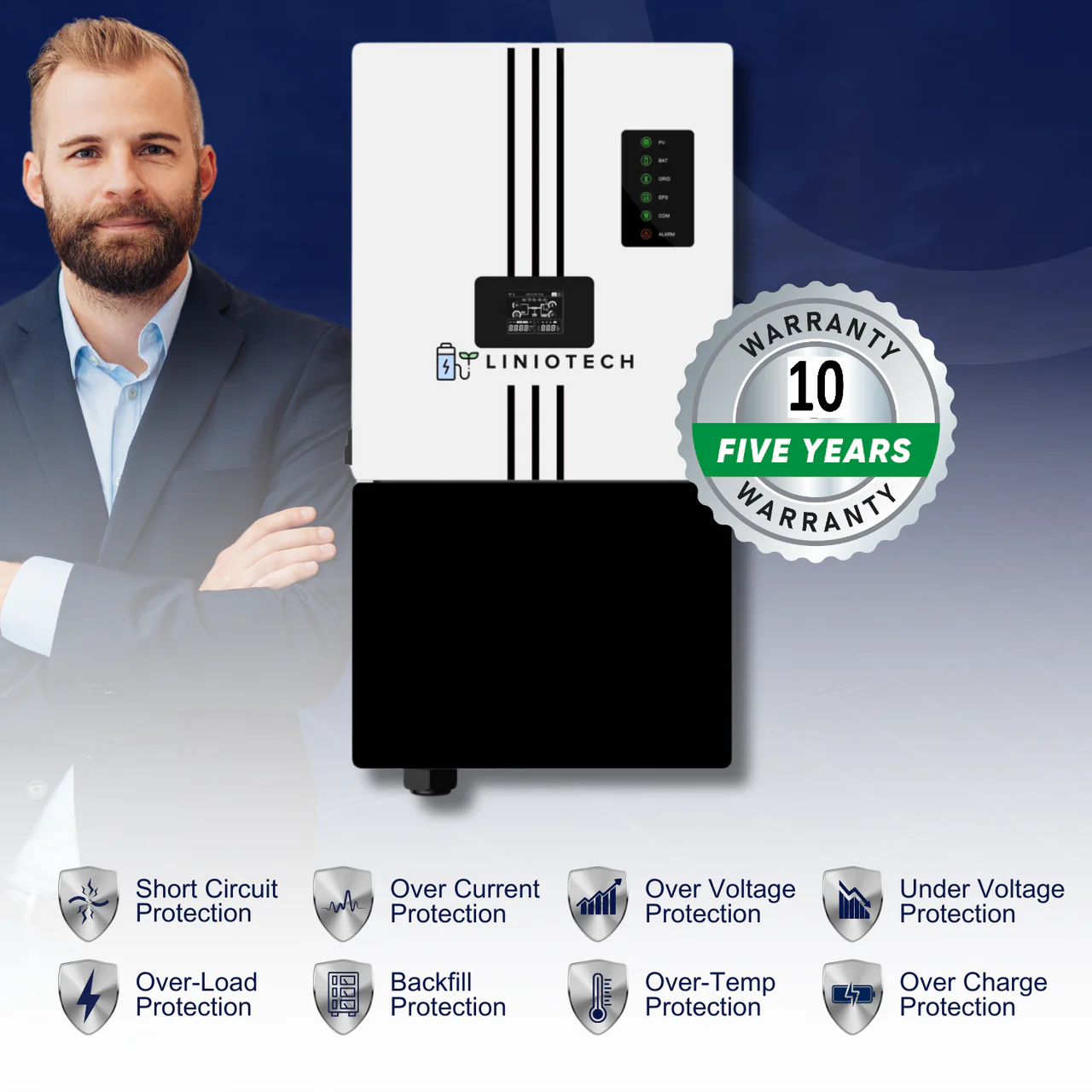 LINIOTECH 15KVA Hybrid Inverter All in One solar Inverter | 15kW PV Input | 11.4kW AC Output - Image 4