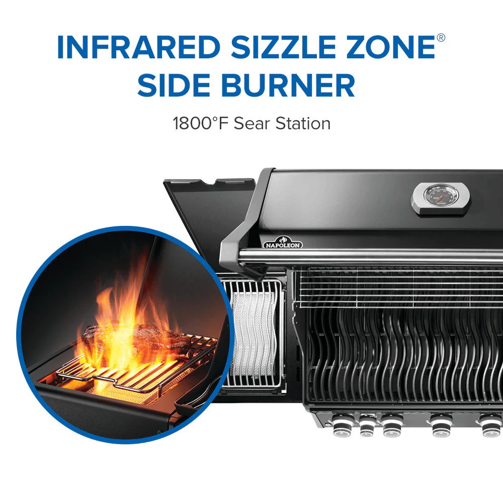 Napoleon Rogue® PRO 625 SIB Black Gas Grill with Infrared Side Burner - Image 8