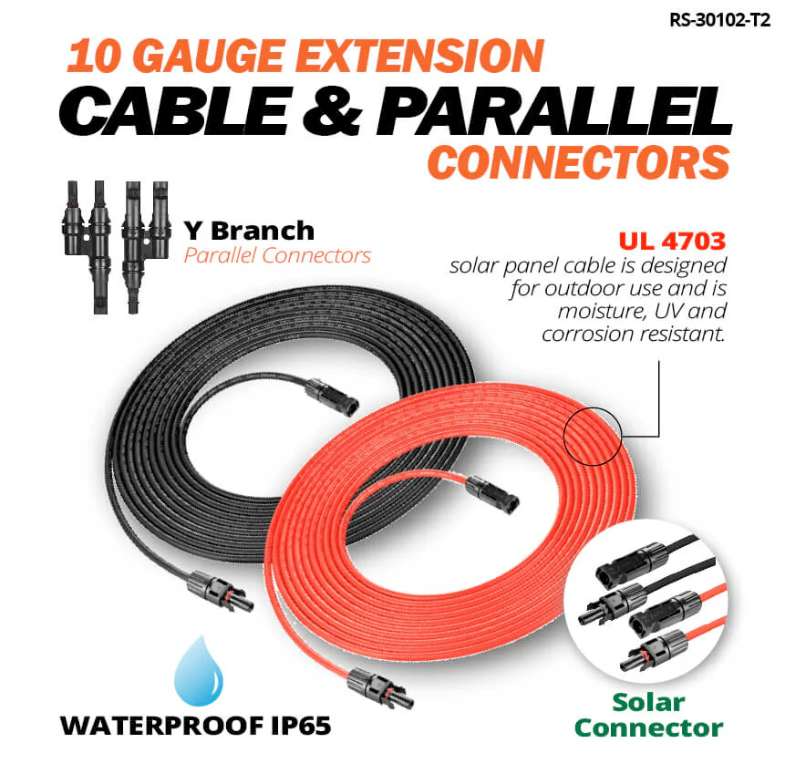 Rich Solar 10 Gauge 50 Feet Solar Extension Cable and Parallel Connectors - Image 3