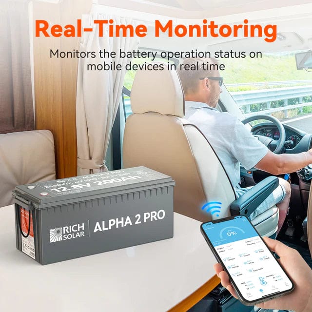 Rich Solar ALPHA 2 PRO | 12V 200Ah LiFePO4 Lithium Iron Phosphate Battery | Internal Heat Technology | Built-in Bluetooth | UL1973 Certified - Image 6