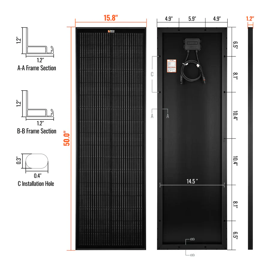 Rich Solar MEGA 100 SLIM | 100 Watt Slim Solar Panel - Image 5